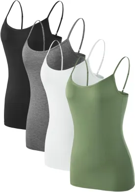 Air Curvey 2/4 Pack Women's Camisole Tank Top Adjustable Spaghetti Straps Basic Soft Undershirts Seamless Layering Tops