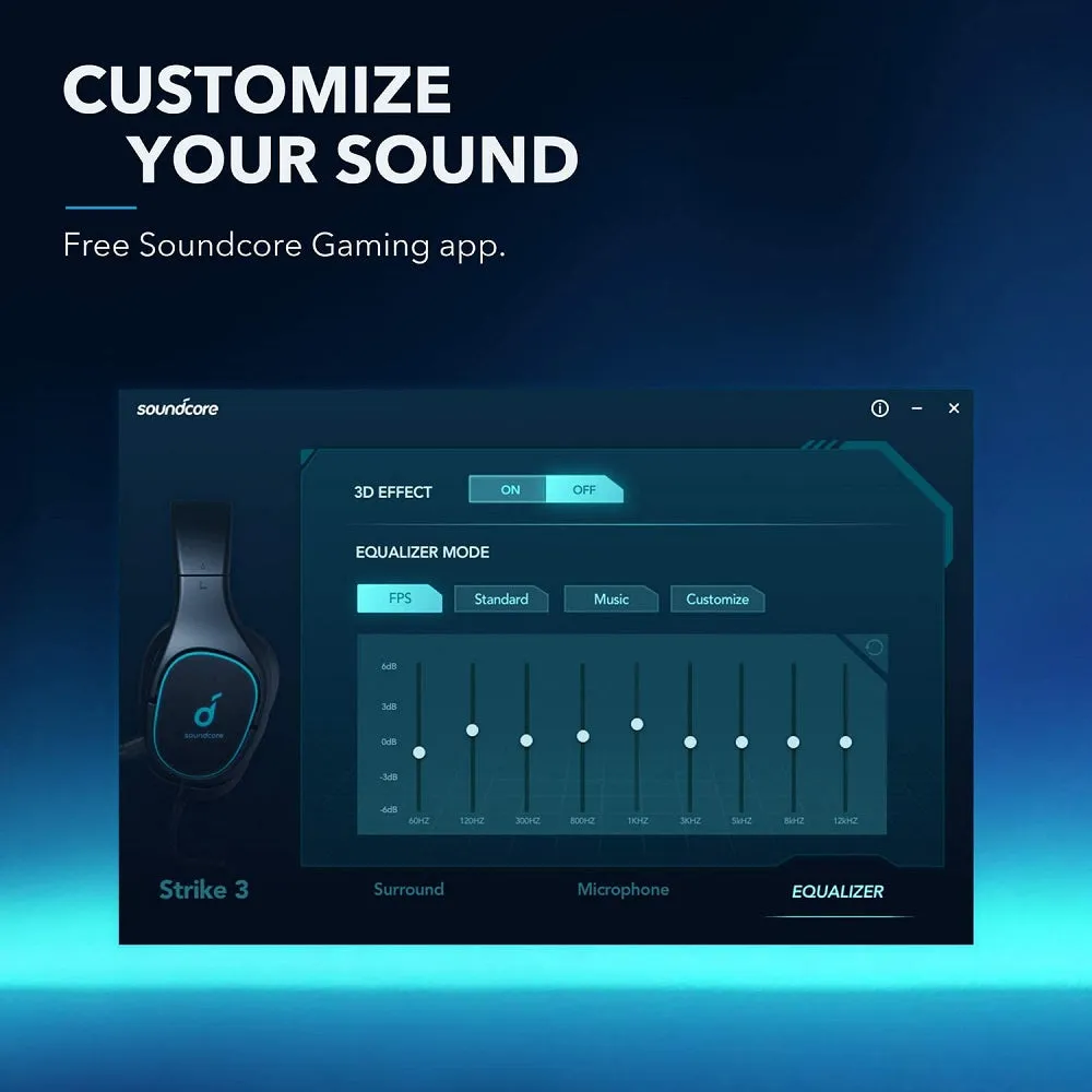 Anker Soundcore Strike 3 Gaming Headset, Stereo Sound, Sound Enhancement for FPS Games, Noise Isolating Mic, and Cooling Gel-Infused Cushions, Gaming Headset Compatible with Xbox One, PS4, and PC