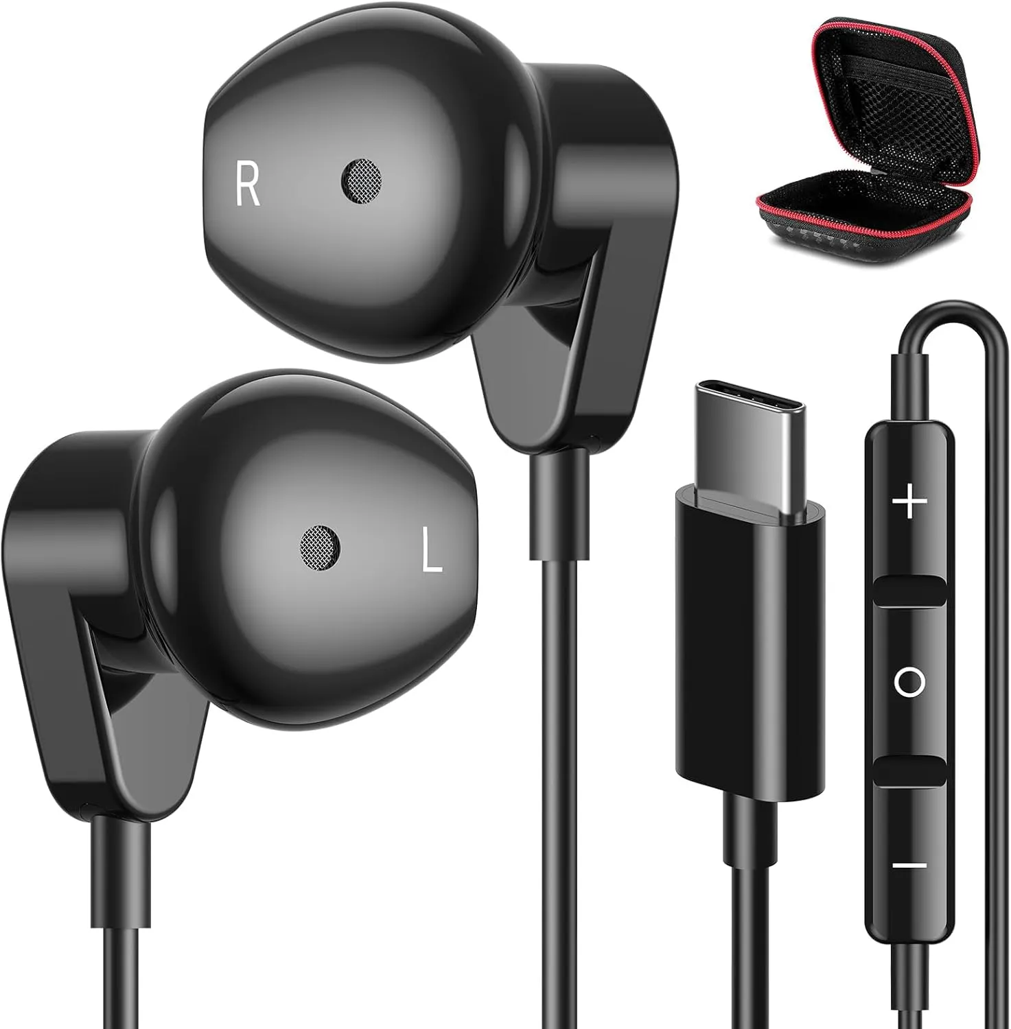 APETOO USB C Headphones for iPhone 16 Pro Max 15 Plus, Samsung S25 S24 Ultra S23 FE S22 S21, USB Type C Earphones HiFi Stereo USB-C Wired Earbuds with Mic Volume Control for iPad,Pixel,OnePlus,Huawei