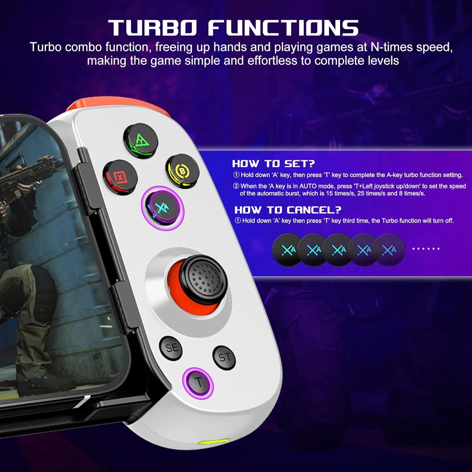 arVin Wireless Controller for iPhone/iPad/iOS/Android/Tablet/PC/Switch, Phone Game Controller Joystick for Xbox Cloud Gaming/PS Remote Play/Steam Link - Bluetooth Gamepad for iPhone 16/15/Samsung