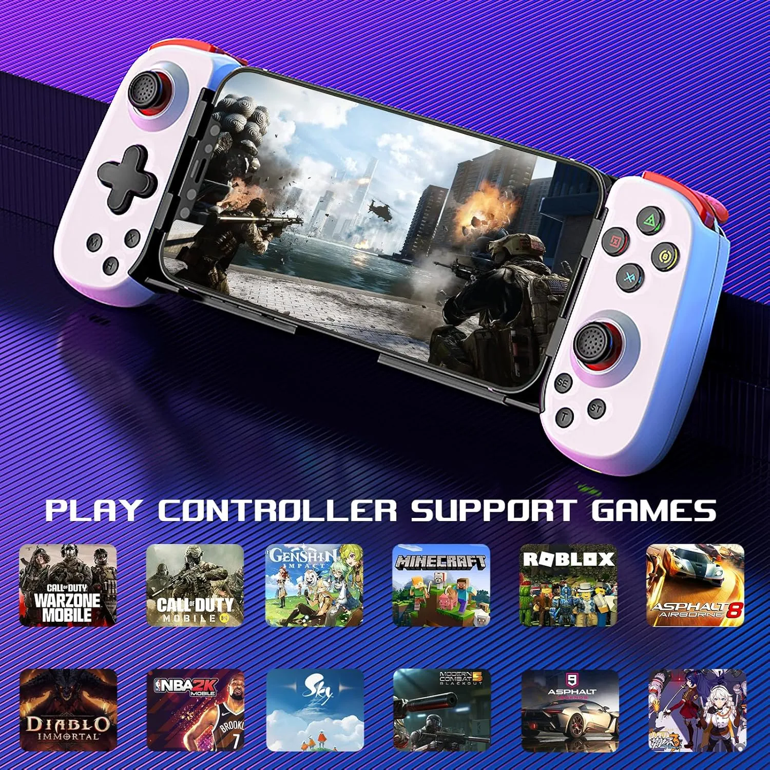 arVin Wireless Controller for iPhone/iPad/iOS/Android/Tablet/PC/Switch, Phone Game Controller Joystick for Xbox Cloud Gaming/PS Remote Play/Steam Link - Bluetooth Gamepad for iPhone 16/15/Samsung
