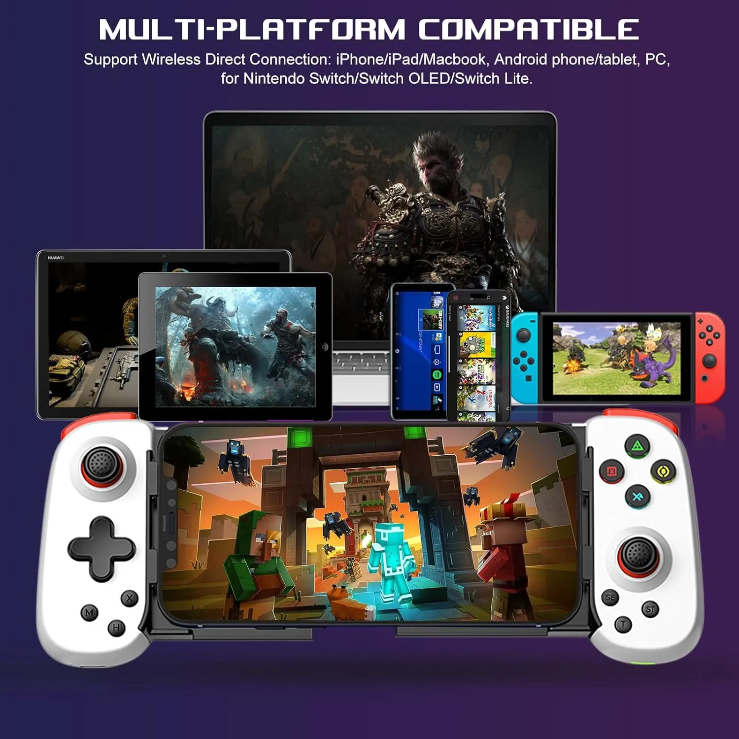arVin Wireless Controller for iPhone/iPad/iOS/Android/Tablet/PC/Switch, Phone Game Controller Joystick for Xbox Cloud Gaming/PS Remote Play/Steam Link - Bluetooth Gamepad for iPhone 16/15/Samsung