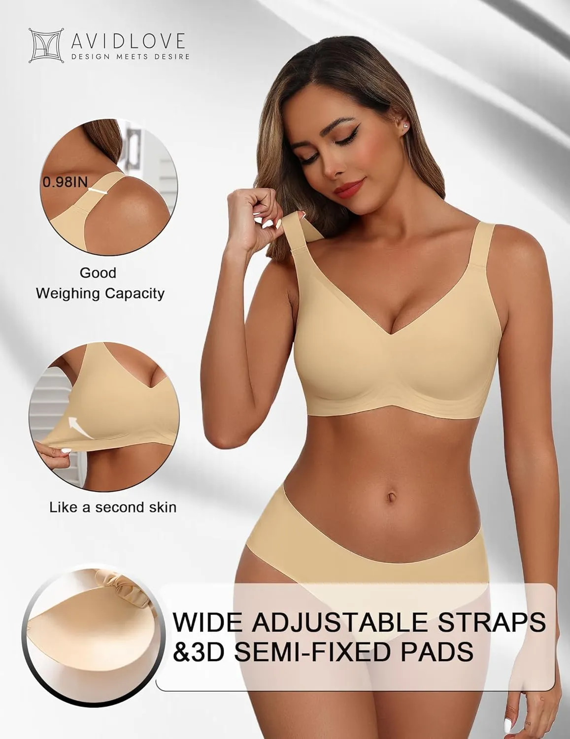 Avidlove Bras for Women Seamless Bra Full Coverage T Shirt Bralettes Push Up Bra Wireless Bra