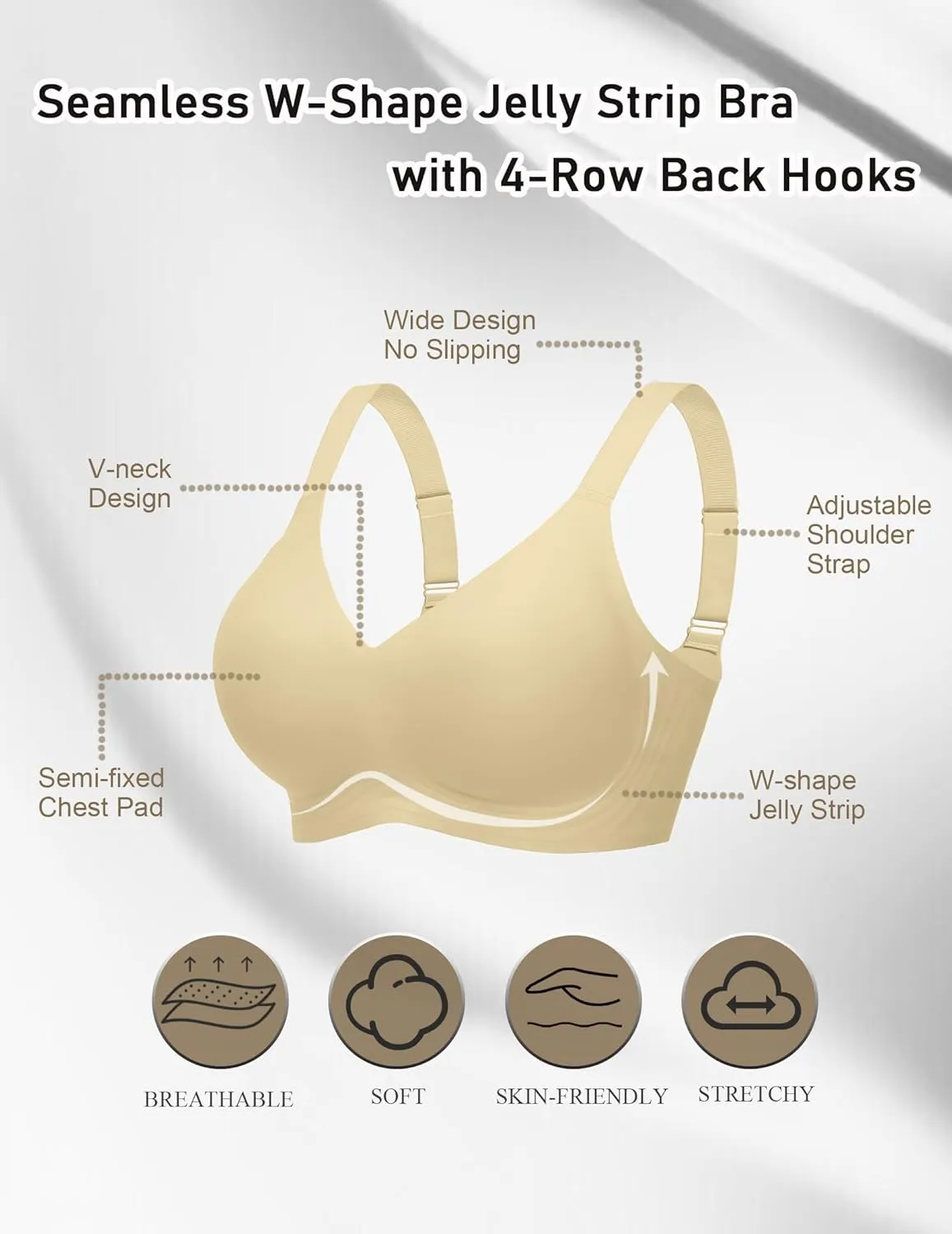 Avidlove Bras for Women Seamless Bra Full Coverage T Shirt Bralettes Push Up Bra Wireless Bra