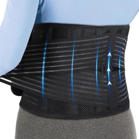 Back Brace for Lower Back Pain Relief  Ergonomic Lumbar Support with 6 Curved Steel Strips, Adjustable & Breathable for Men & Women, Ideal for Strains, Herniated Disc, Scoliosis, Sciatica, L/XL 40"- 47.2"