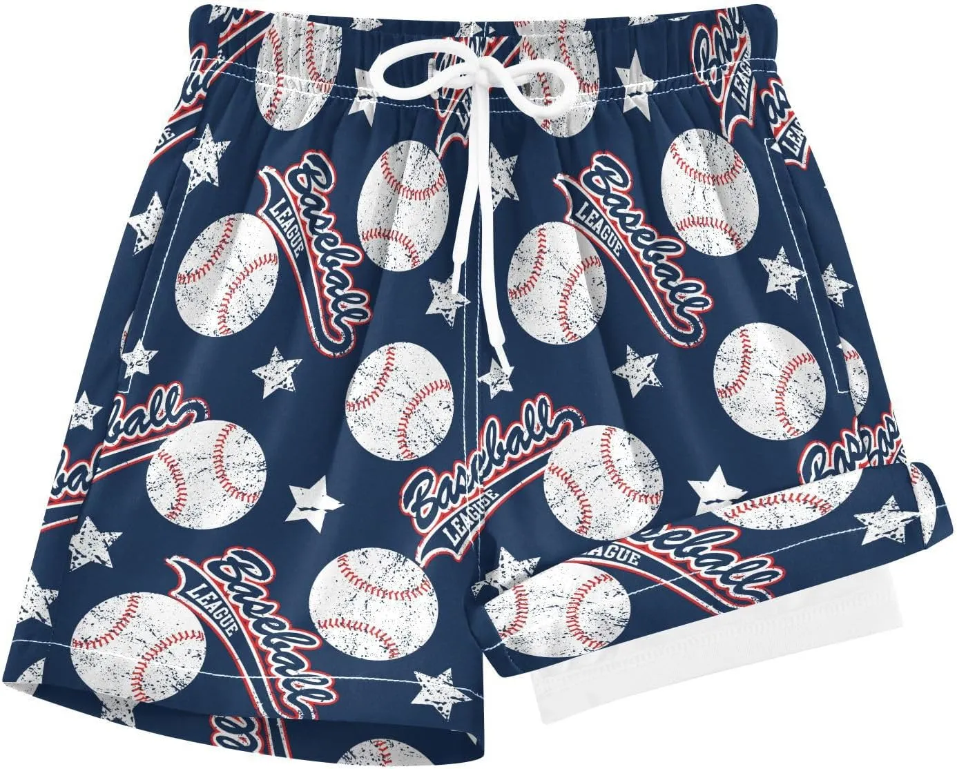 Boys Swim Trunks with Compression Liner Quick Dry Board Shorts with Boxer Brief Bathing Suit 4-14 Years