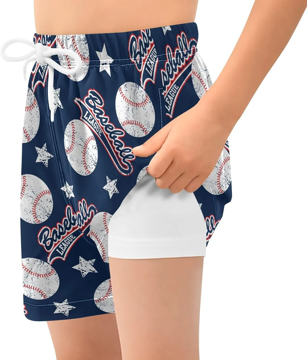 Boys Swim Trunks with Compression Liner Quick Dry Board Shorts with Boxer Brief Bathing Suit 4-14 Years