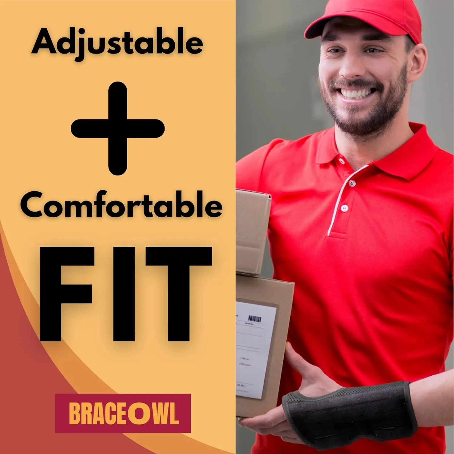 BRACEOWL-Carpal Tunnel Wrist Brace for Work, Daytime Adjustable Wrist Support with Splint for Typing, Gaming, Sports, Pain Relief For Arthritis, Tendonitis, Men, Women, Left Hand Standard