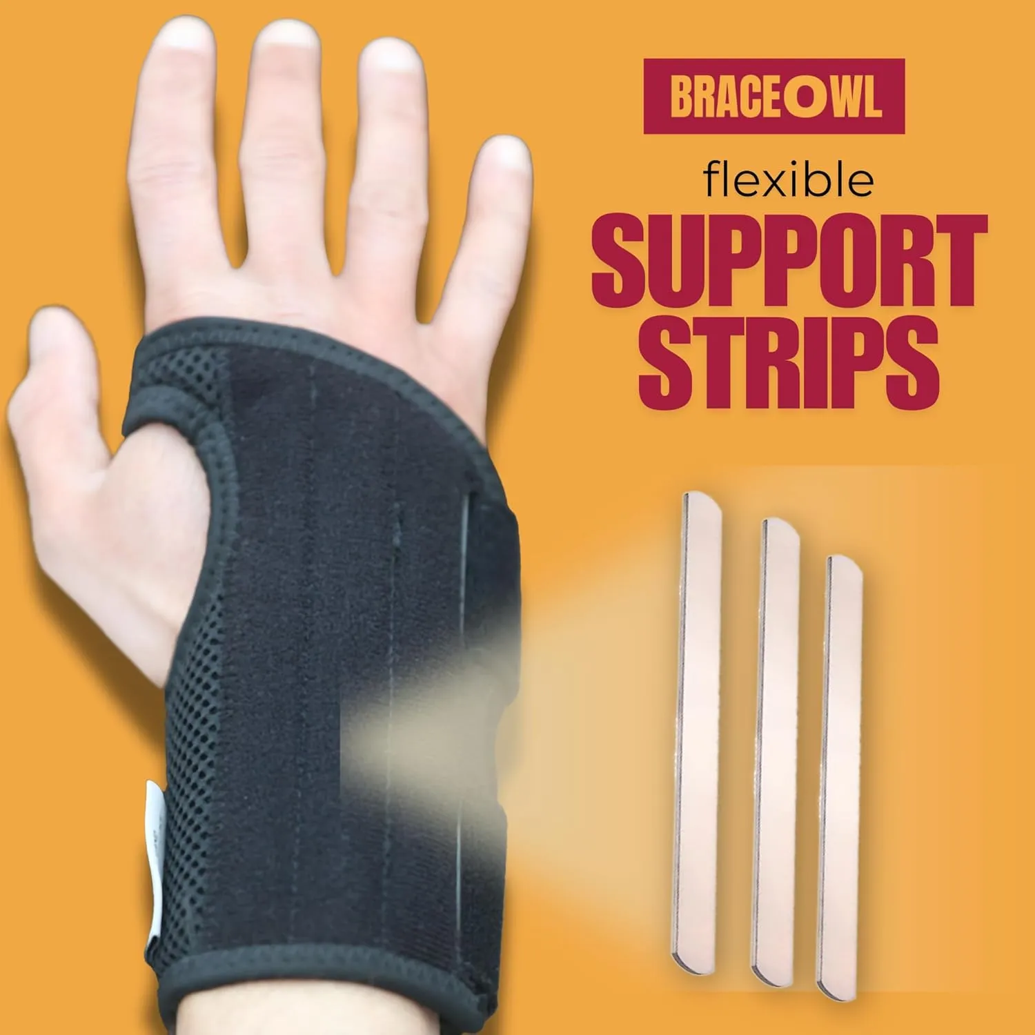 BRACEOWL-Carpal Tunnel Wrist Brace for Work, Daytime Adjustable Wrist Support with Splint for Typing, Gaming, Sports, Pain Relief For Arthritis, Tendonitis, Men, Women, Left Hand Standard