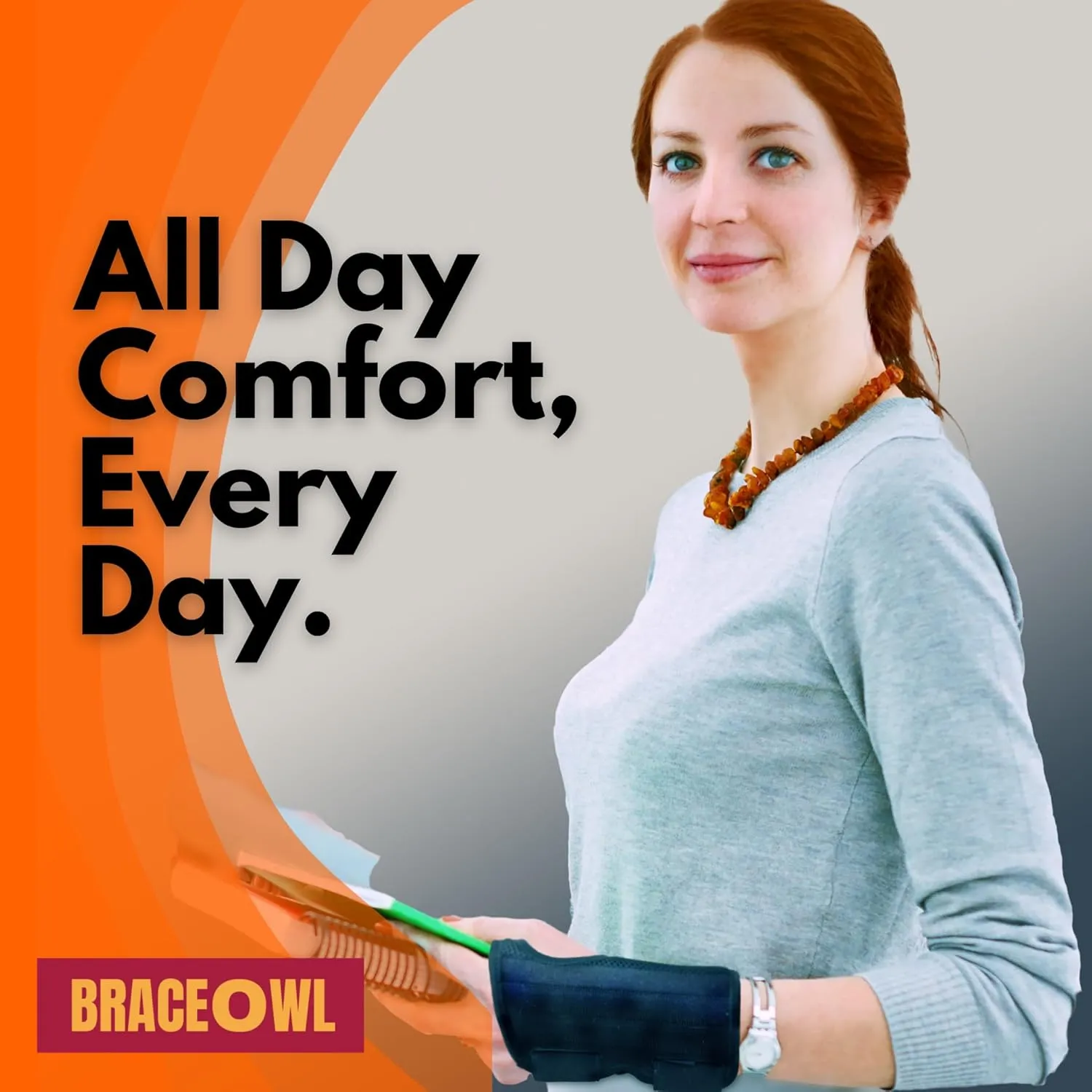 BRACEOWL-Carpal Tunnel Wrist Brace for Work, Daytime Adjustable Wrist Support with Splint for Typing, Gaming, Sports, Pain Relief For Arthritis, Tendonitis, Men, Women, Left Hand Standard