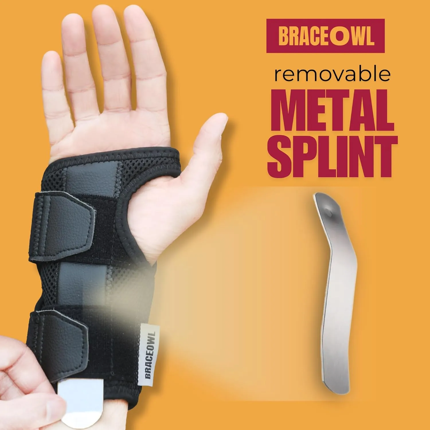 BRACEOWL-Carpal Tunnel Wrist Brace for Work, Daytime Adjustable Wrist Support with Splint for Typing, Gaming, Sports, Pain Relief For Arthritis, Tendonitis, Men, Women, Left Hand Standard