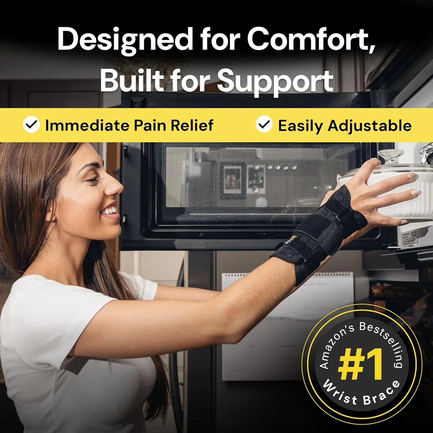 BraceUP Carpal Tunnel Wrist Brace for Men and Women - Metal Wrist Splint for Hand and Wrist Support and Tendonitis Arthritis Pain Relief