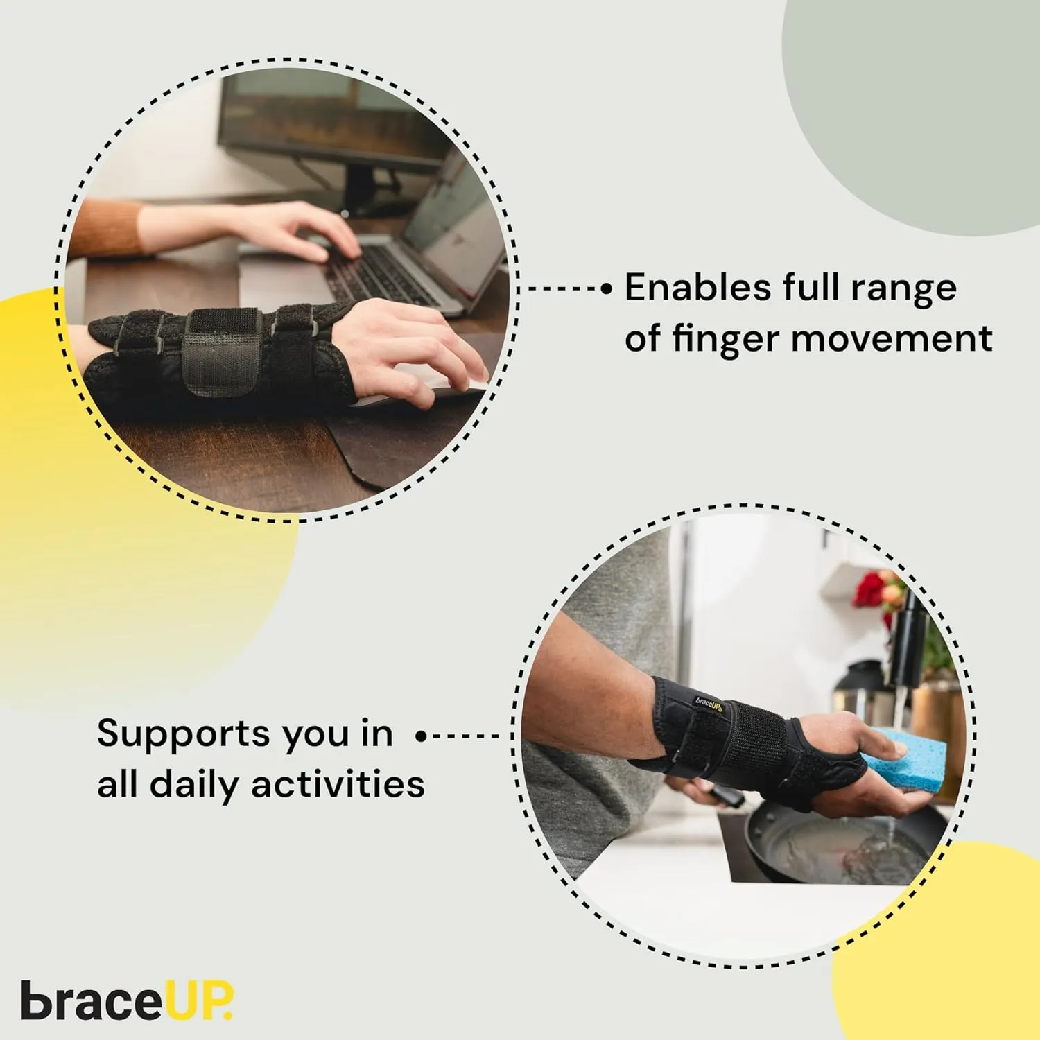 BraceUP Carpal Tunnel Wrist Brace for Men and Women - Metal Wrist Splint for Hand and Wrist Support and Tendonitis Arthritis Pain Relief