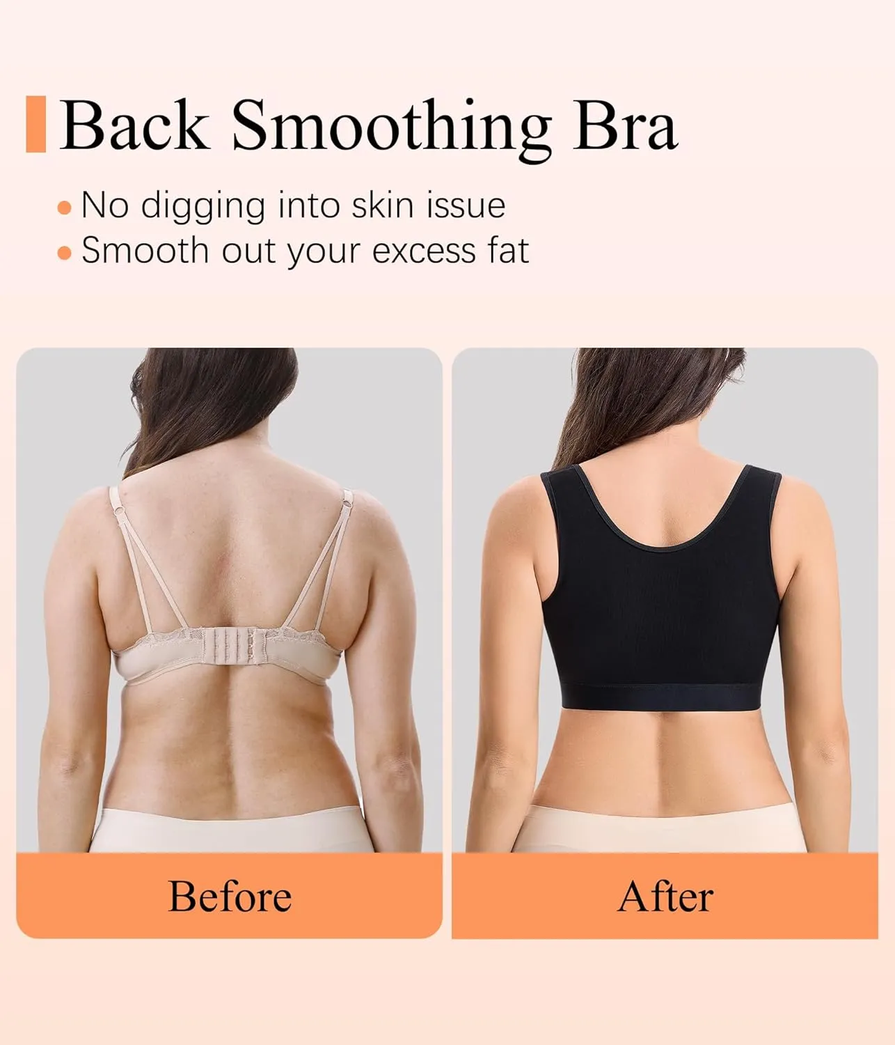 CYDREAM Zip Front Closure Wireless Bras for Women Full Coverage Post Surgery Compression Back Smoothing Comfort Adjustable