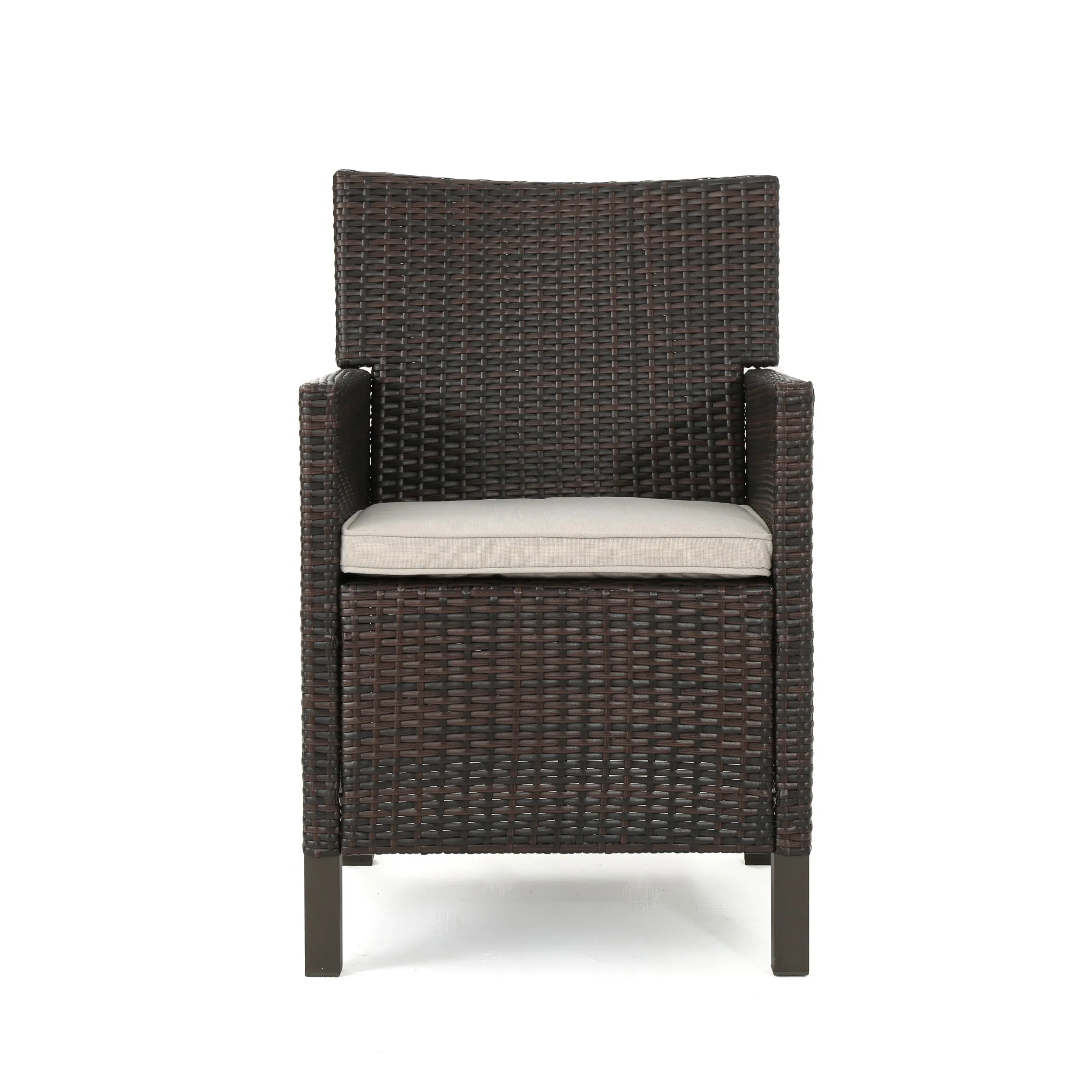 Cyril Outdoor 7 Piece Wicker Round Dining Set with Water Resistant Cushions