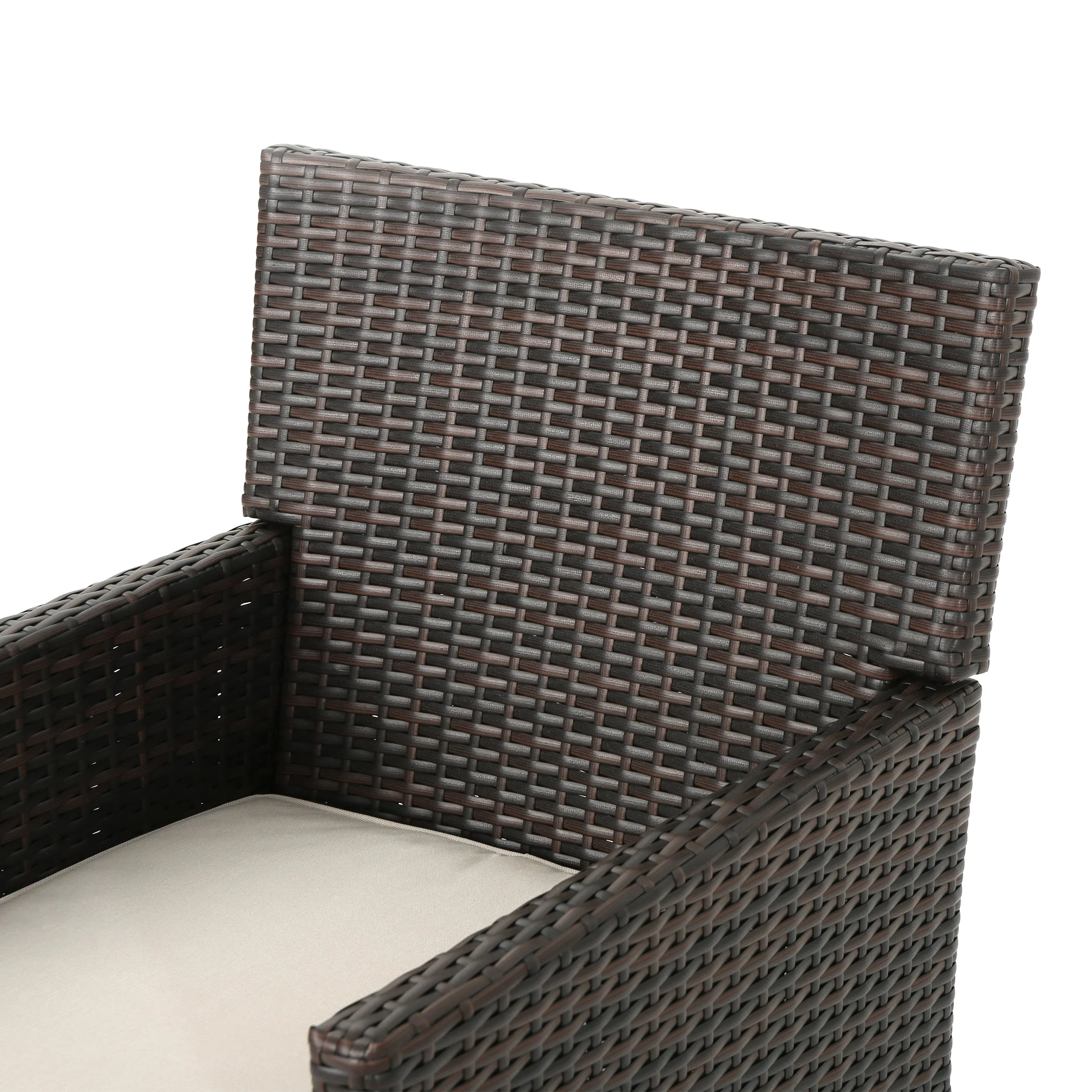 Cyril Outdoor 7 Piece Wicker Round Dining Set with Water Resistant Cushions