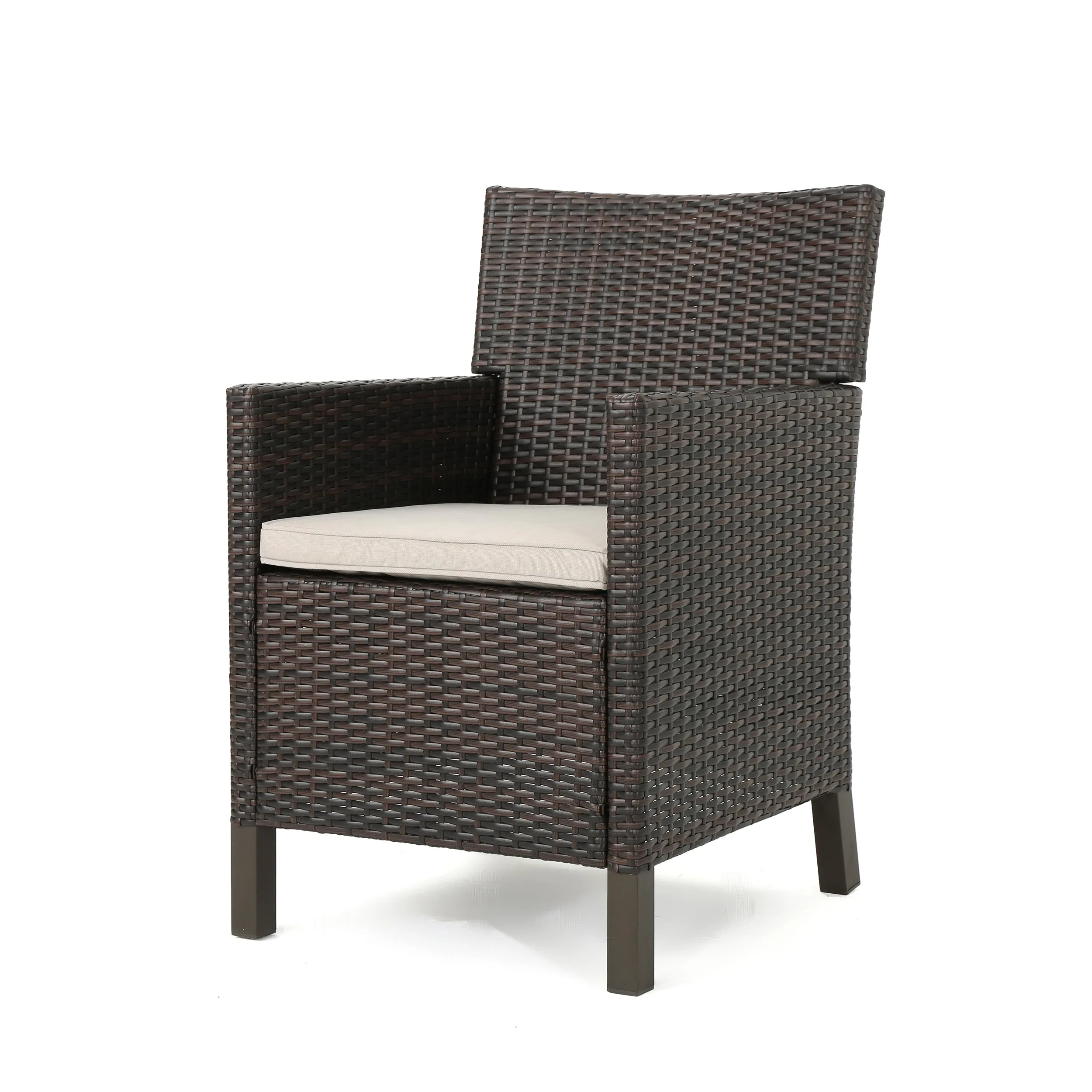 Cyril Outdoor 7 Piece Wicker Round Dining Set with Water Resistant Cushions