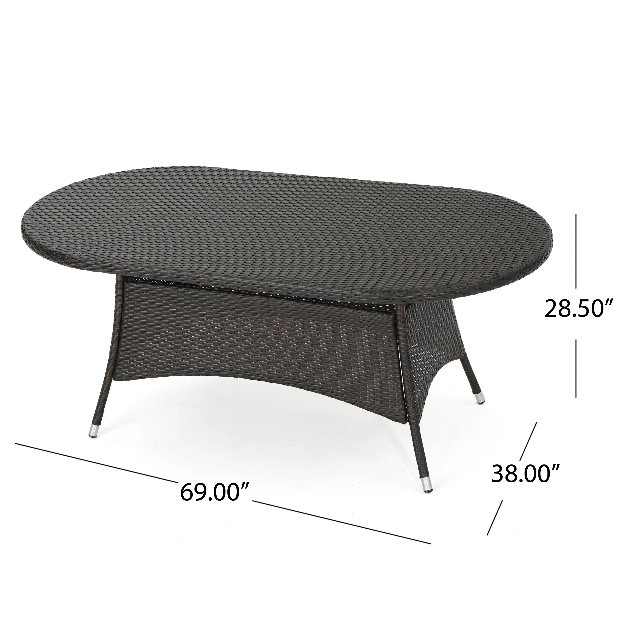Cyril Outdoor 7 Piece Wicker Round Dining Set with Water Resistant Cushions