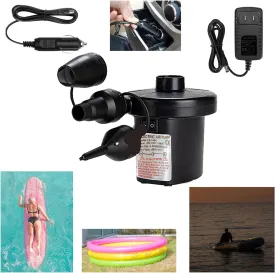 Electric Air Pump for Inflatable with 3 Nozzles, 110V AC/12V DC, Portable Air Mattress Pump, Quick Fill Inflator Air Pump Perfect for Outdoor Camping Inflatable Raft Boat Blow Up Pool Water Toy Bed
