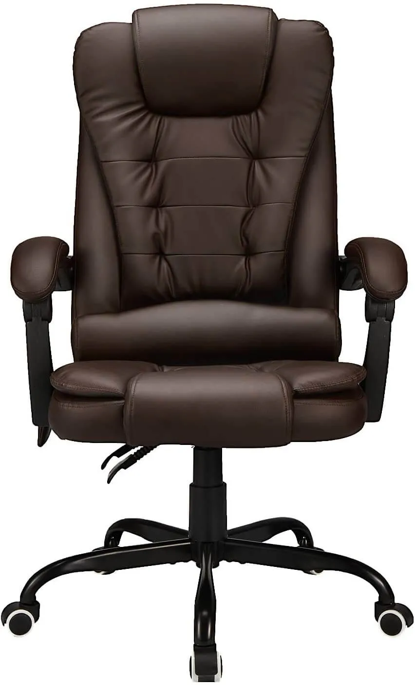 Ergonomic Office Chair, High-Back Computer Desk Chair with Heated Massage & Lumbar Support, Brown (Without Footrest)