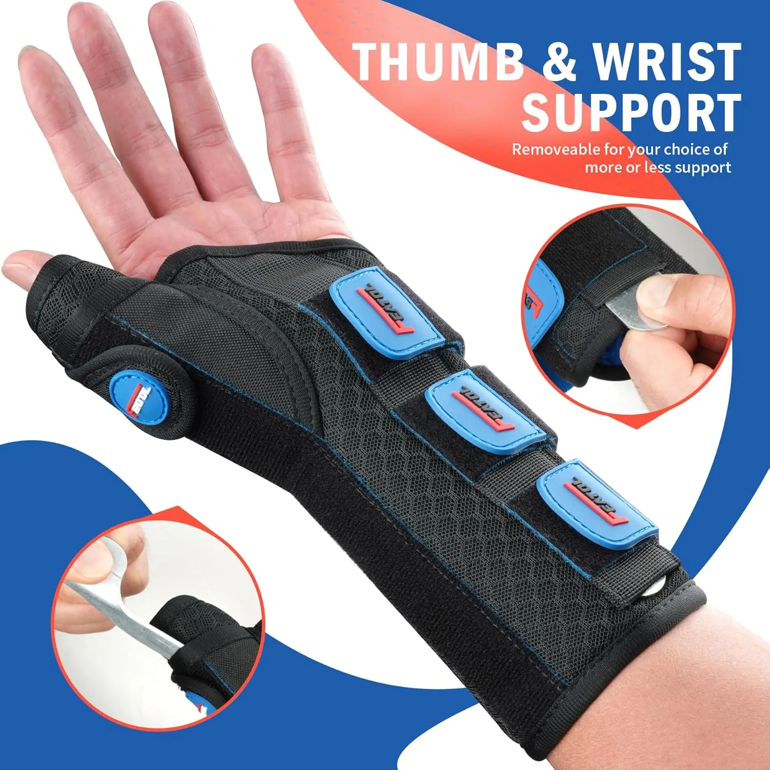 FEATOL Carpal Tunnel Wrist Brace Night Support, FSA or HSA Thumb Spica Splint Right Hand for De Quervains Tenosynovitis, Tendonitis, Wrist Brace With Thumb Support-Small/Medium-Women & Men, Black