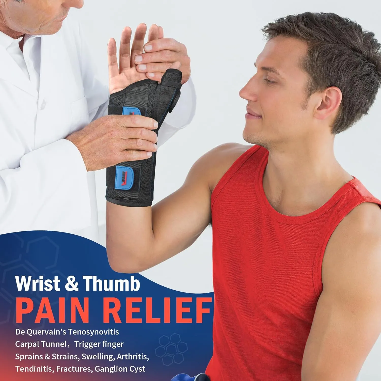 FEATOL Carpal Tunnel Wrist Brace Night Support, FSA or HSA Thumb Spica Splint Right Hand for De Quervains Tenosynovitis, Tendonitis, Wrist Brace With Thumb Support-Small/Medium-Women & Men, Black