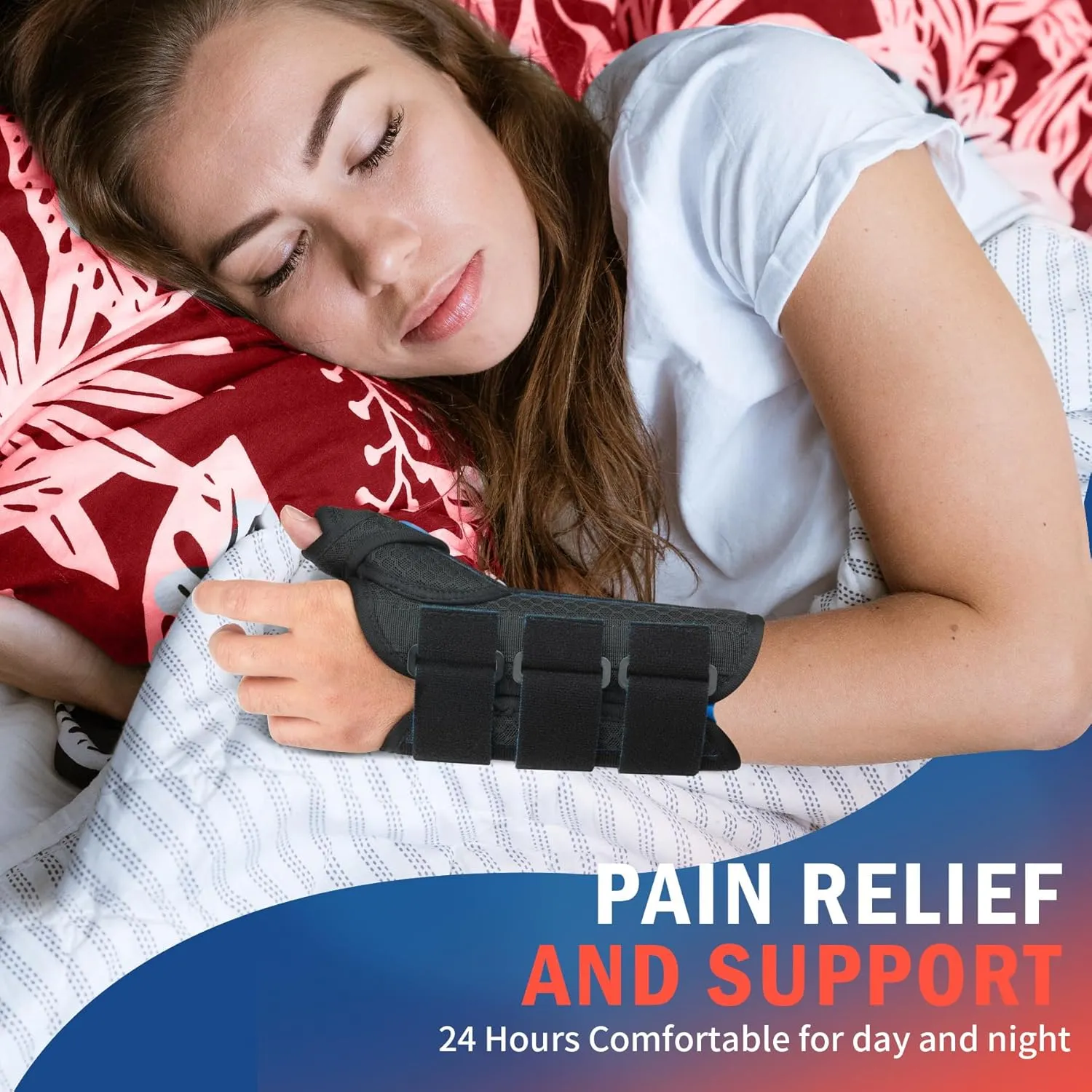 FEATOL Carpal Tunnel Wrist Brace Night Support, FSA or HSA Thumb Spica Splint Right Hand for De Quervains Tenosynovitis, Tendonitis, Wrist Brace With Thumb Support-Small/Medium-Women & Men, Black