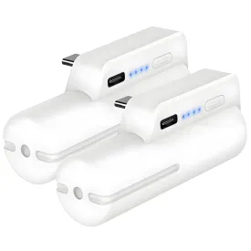 JUBOTY Battery Pack for Meta Quest 2, Fast Charging 5000mAh Lightweight Portable VR Extend Accessories Rechargeable Power Bank with Power Indicator for Extra 3 Hours Playing Time (White, 5000mAh,2PCs)