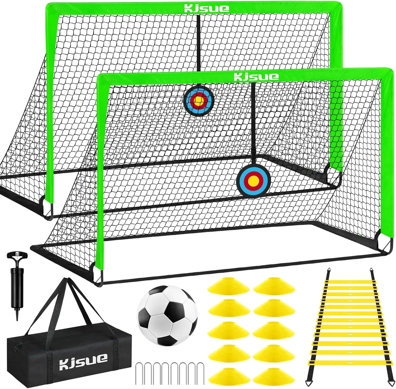 Kids Soccer Goal, Soccer Goals for Backyard Set of 2, 5x3.6ft Portable Soccer Goal Pop Up Soccer Net Training Equipment with Targets for Kids Age 3-5 6-8 8-12 10-12 Outdoor Yard Games