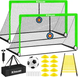 Kids Soccer Goal, Soccer Goals for Backyard Set of 2, 5x3.6ft Portable Soccer Goal Pop Up Soccer Net Training Equipment with Targets for Kids Age 3-5 6-8 8-12 10-12 Outdoor Yard Games