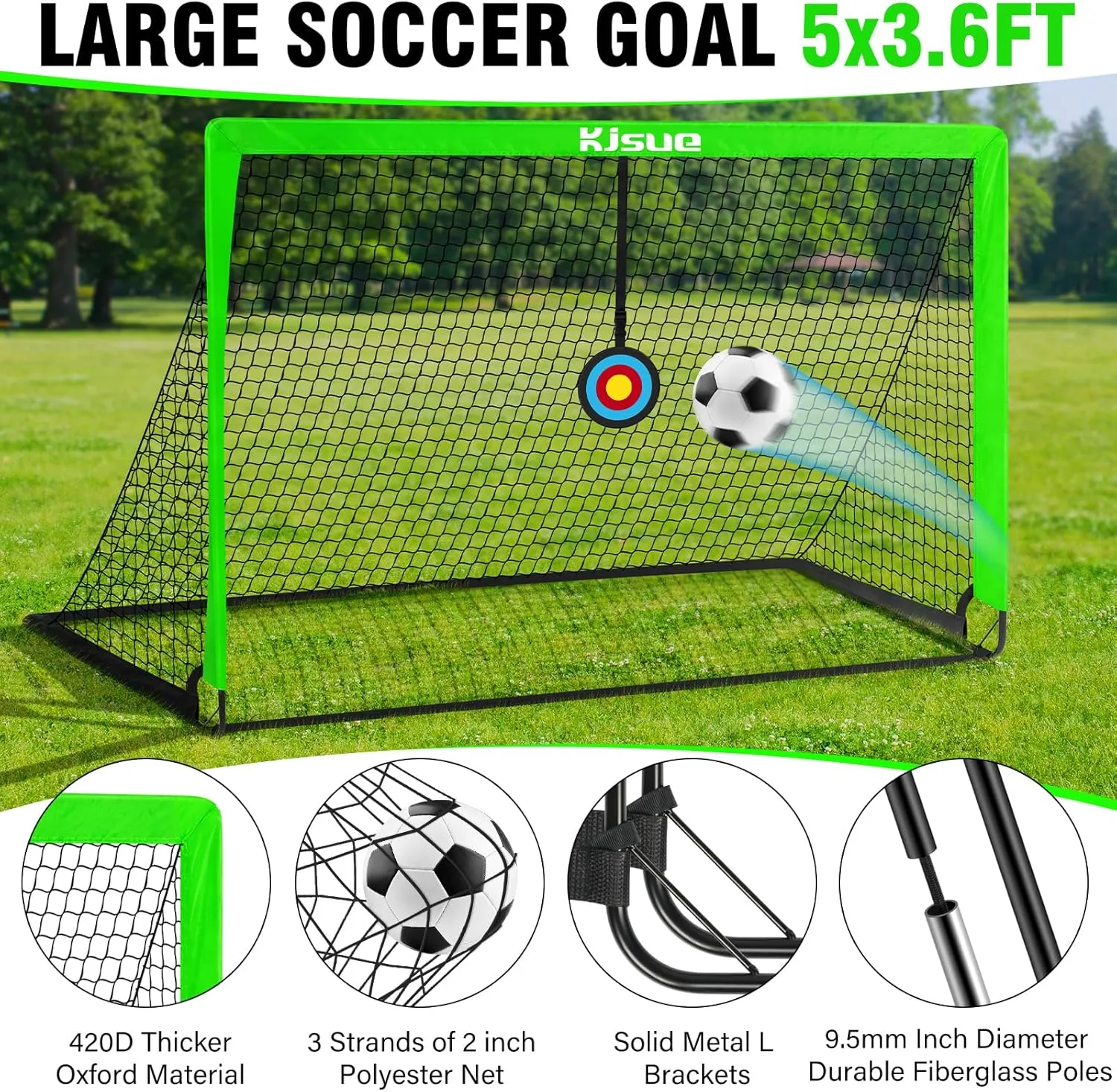 Kids Soccer Goal, Soccer Goals for Backyard Set of 2, 5x3.6ft Portable Soccer Goal Pop Up Soccer Net Training Equipment with Targets for Kids Age 3-5 6-8 8-12 10-12 Outdoor Yard Games