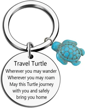 Meimimix Travel Turtle Keychain Wherever You May Wander Good Luck Charm Jewellery for Family Friends