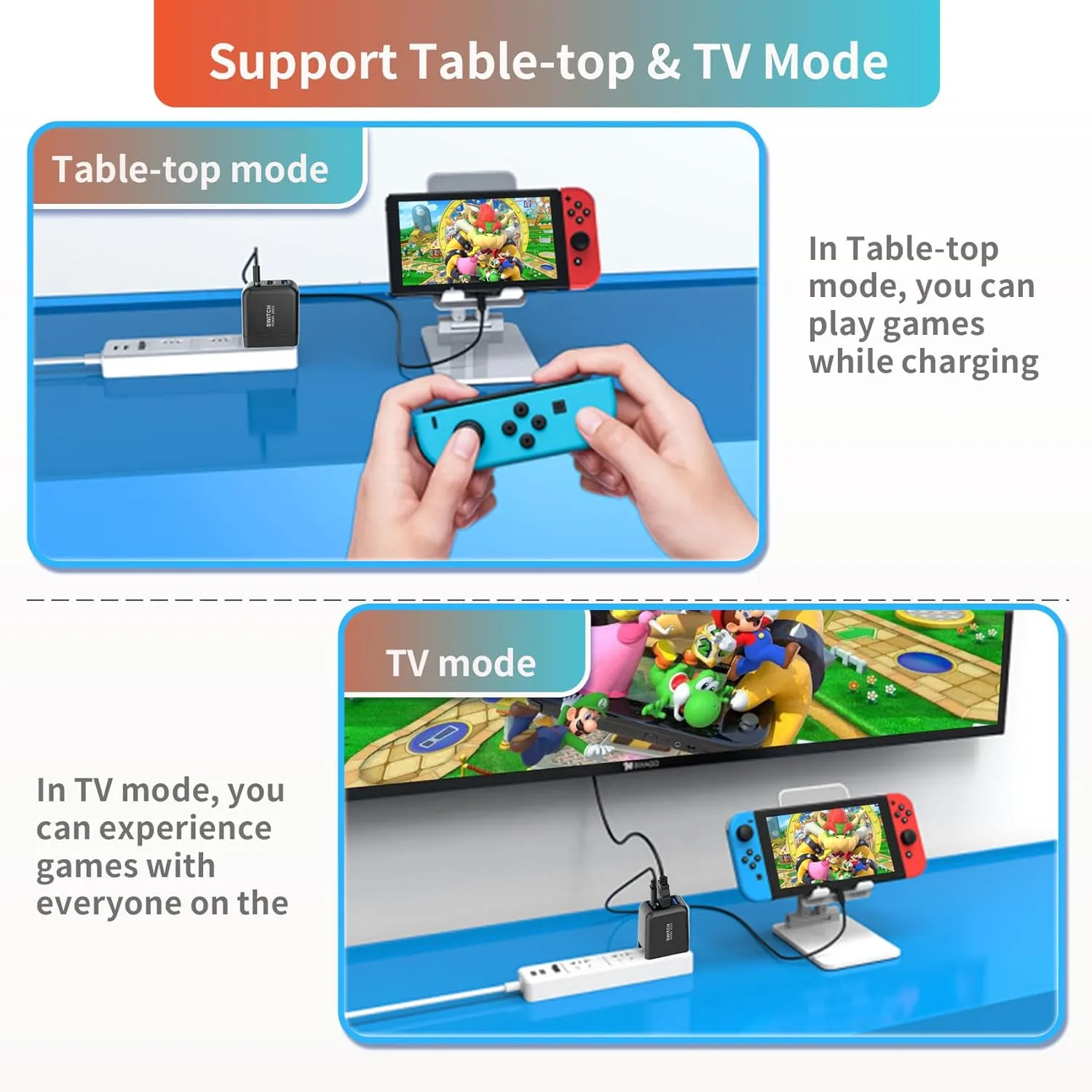 Mirabox Portable 4K TV Docking Station for Nintendo Switch - 36W Fast Charging, HDMI/USB-C PD Ports, USB-C Cable Included