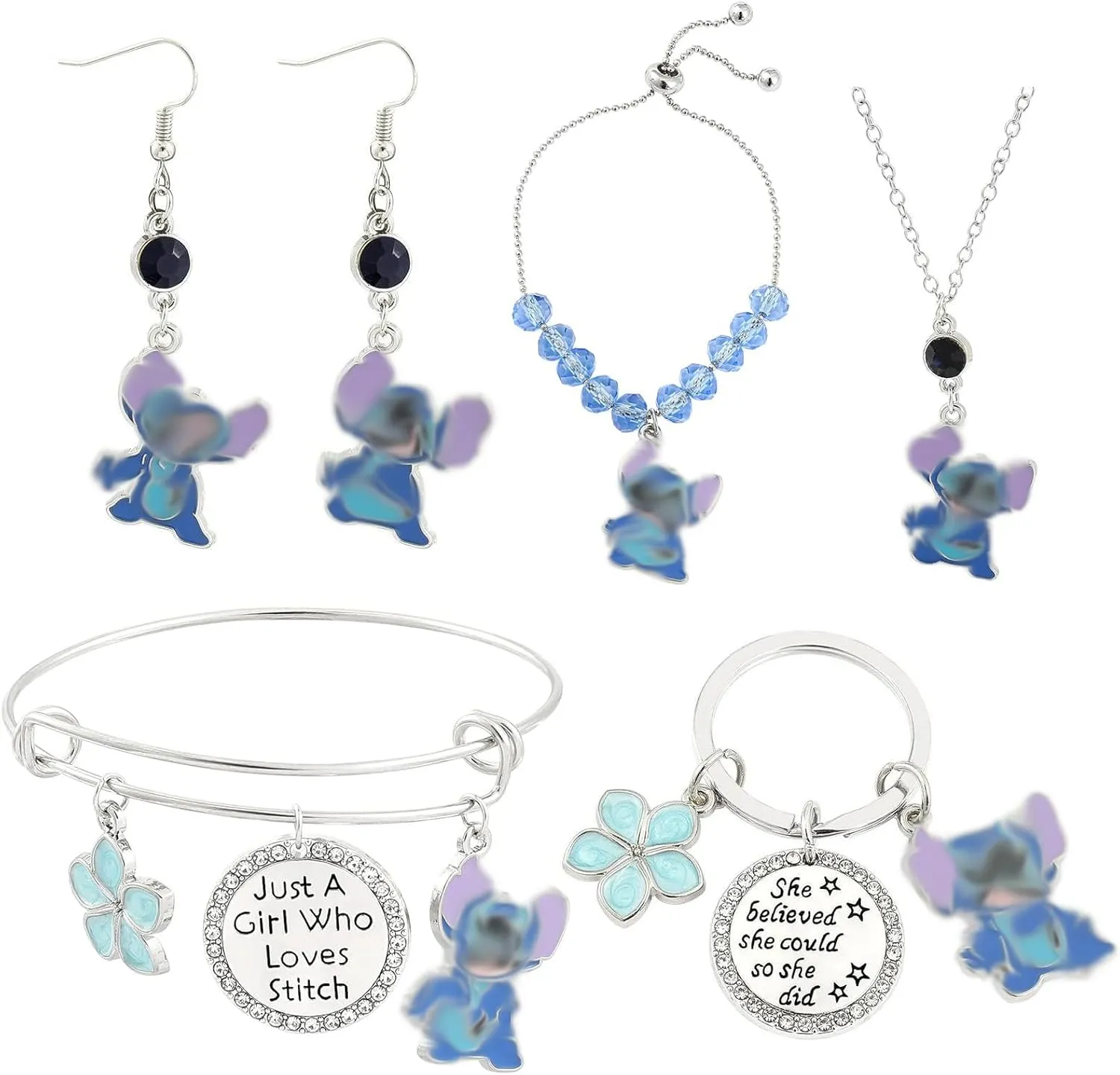 Mprocen Cartoon Stitch Keychain Ohana Accessories Set Stitch Fans Lover Birthday Valentine's Day Gifts