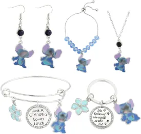 Mprocen Cartoon Stitch Keychain Ohana Accessories Set Stitch Fans Lover Birthday Valentine's Day Gifts
