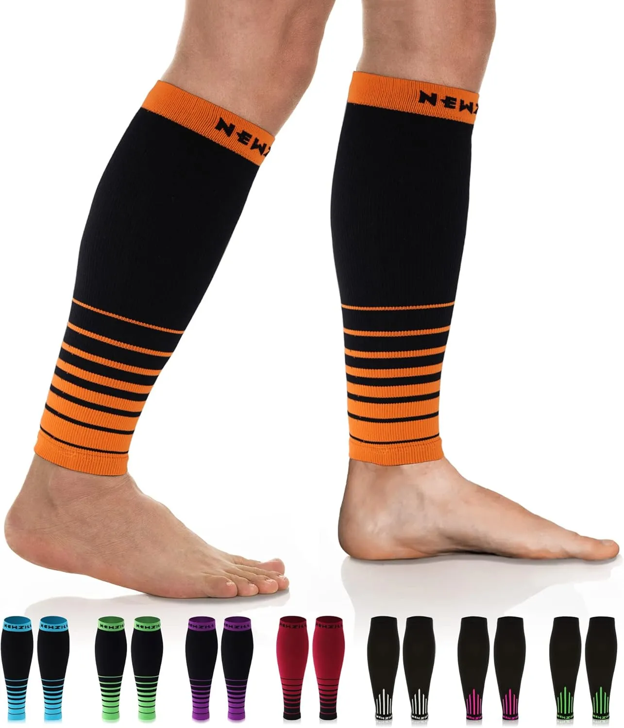NEWZILL Calf Compression Sleeve for Men & Women | Footless Compression Socks for Shin Splint Pain Relief, Varicose Veins | Perfect Leg Sleeve for Running, Travel, Nursing, Cycling, Work and Fitness