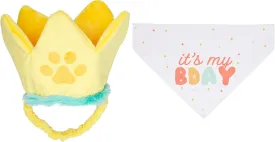 Pearhead Happy Barkday M/L Bandana Hat Set, Pet Birthday Gift, Dog Birthday Party Accessories, Party Hat and Bandana for Dogs, Pet Owner Must Have Accessories, Medium/Large