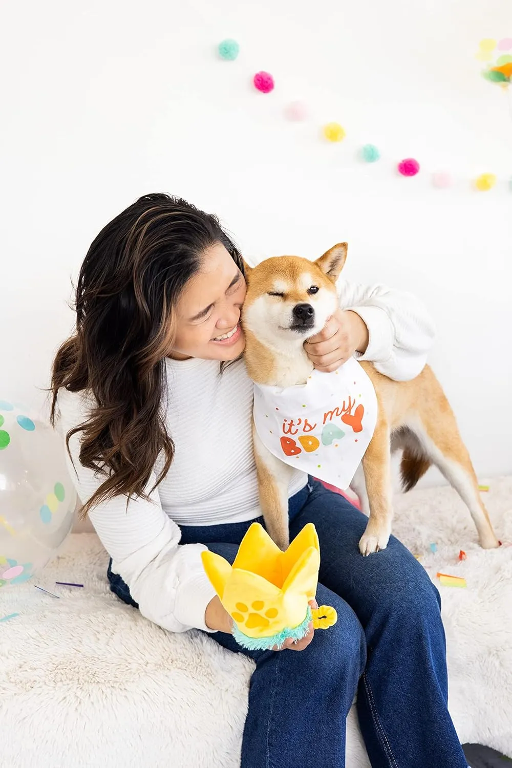 Pearhead Happy Barkday M/L Bandana Hat Set, Pet Birthday Gift, Dog Birthday Party Accessories, Party Hat and Bandana for Dogs, Pet Owner Must Have Accessories, Medium/Large
