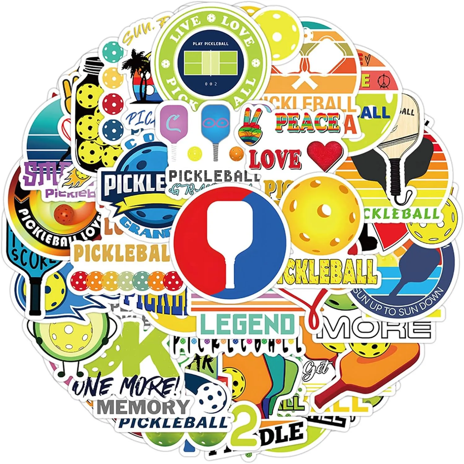 Pickleball Stickers Sports Stickers 50pcs Cute VSCO Stickers for Water Bottles Laptop Scrapbooking Mirrors Notebooks Cars Bumpers Bikes Bedroom Travel Case Motorcycle Snowboard for Kids Teens
