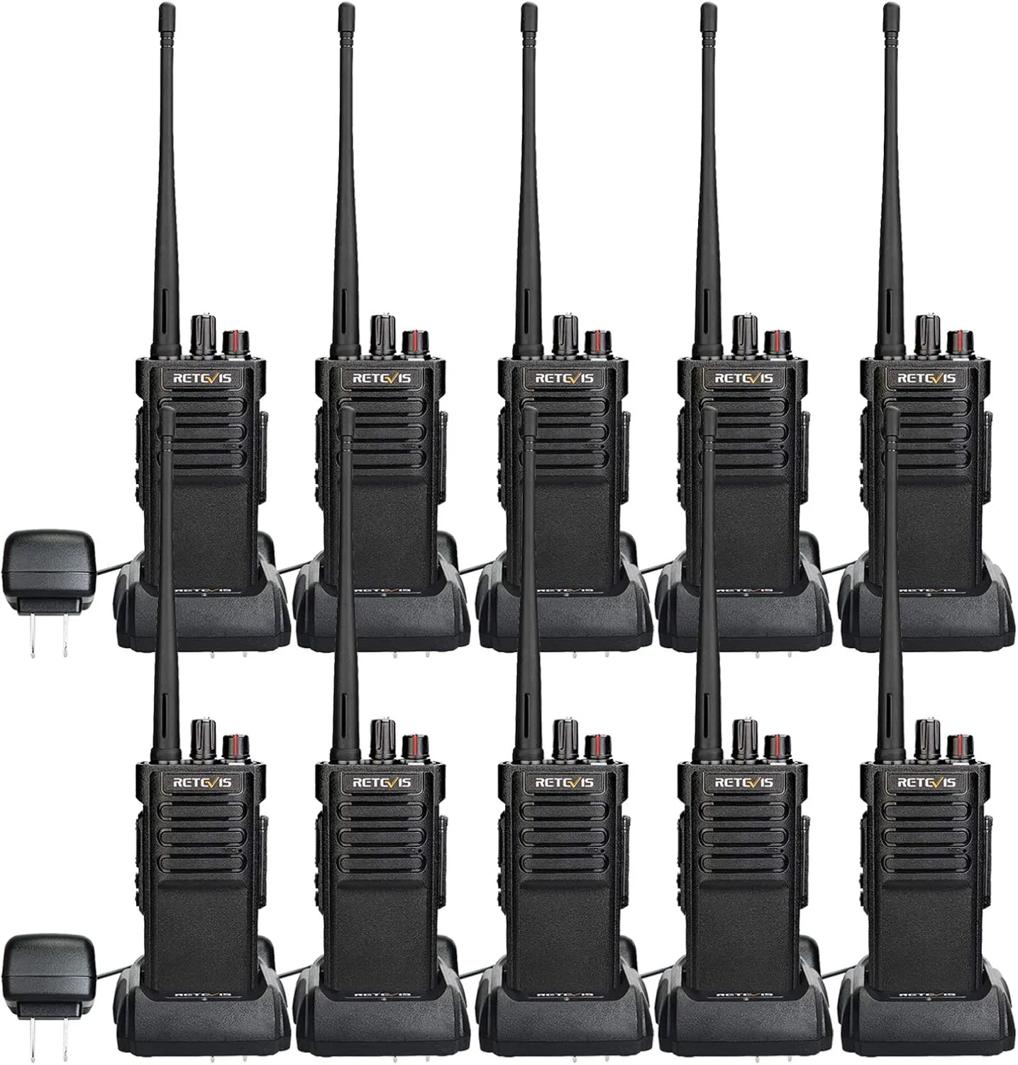 Retevis RT29 High Power Two Way Radio,Bulk Walkie Talkies for Adults Long Range, 3200mAh Rechargeable,Professional 2 Way Radio for Commercial Team Communication(10 Pack)