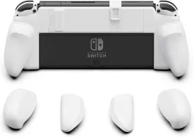 Skull & Co. NeoGrip: an Ergonomic Grip Hard Shell with Replaceable Grips [to fit All Hands Sizes] for Nintendo Switch OLED and Regular Model [No Carrying Case] - White