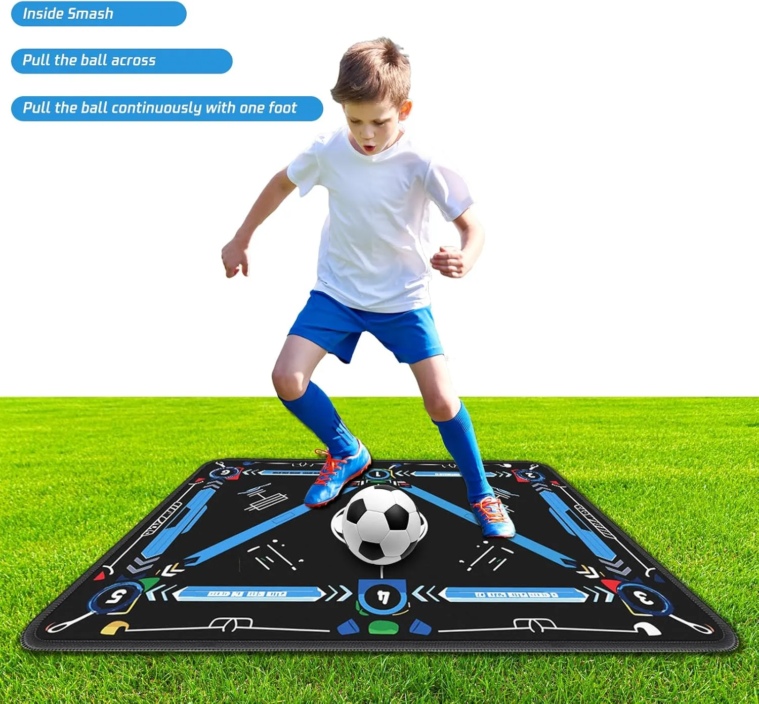 Soccer Training Mat with Silent Shock Absorption and Non-Slip Base for Footwork Training and Ball Mastery(Belt Version)