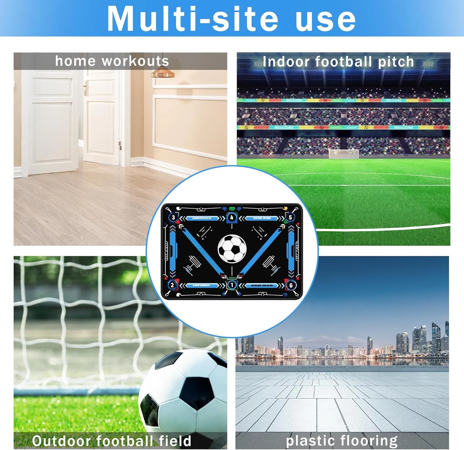 Soccer Training Mat with Silent Shock Absorption and Non-Slip Base for Footwork Training and Ball Mastery(Belt Version)