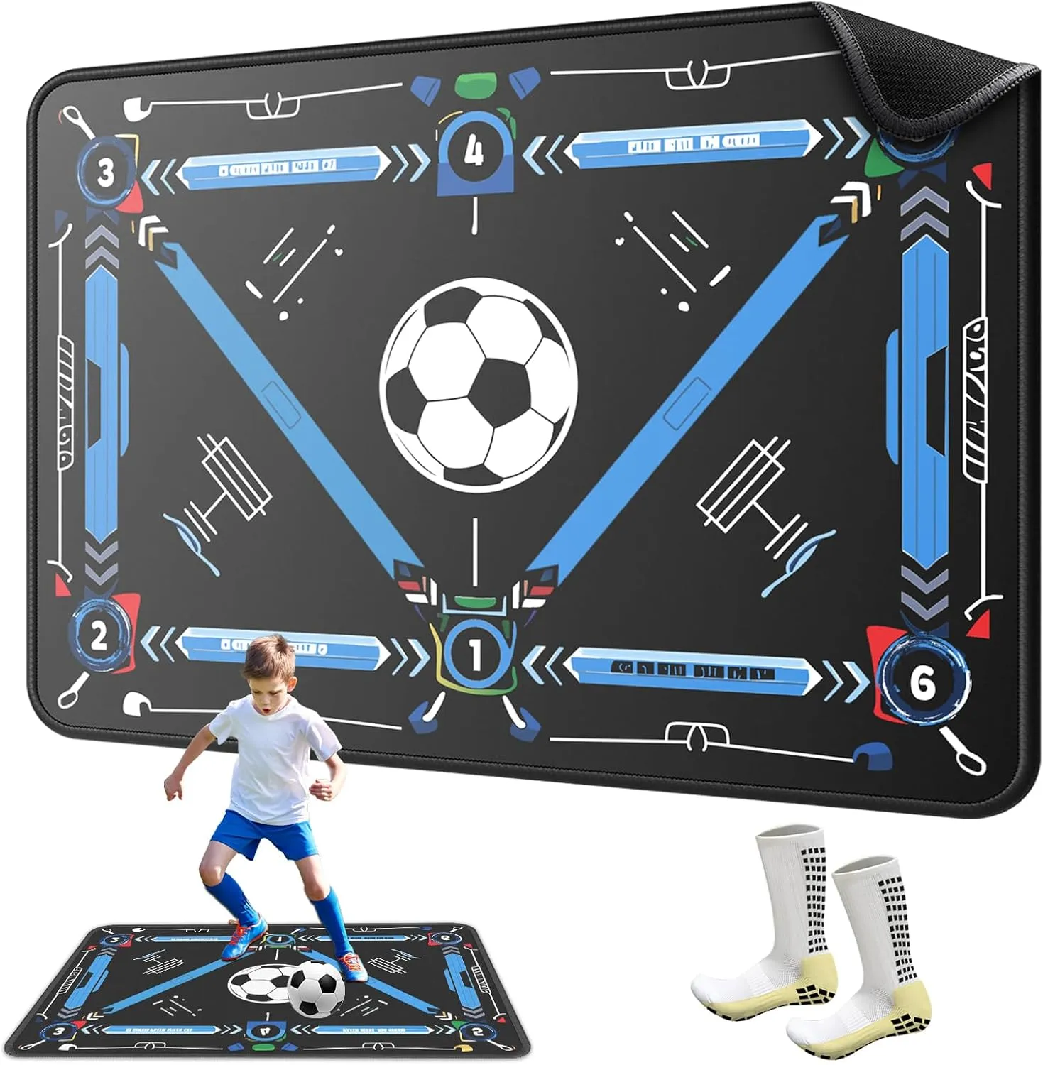 Soccer Training Mat with Silent Shock Absorption and Non-Slip Base for Footwork Training and Ball Mastery(Belt Version)