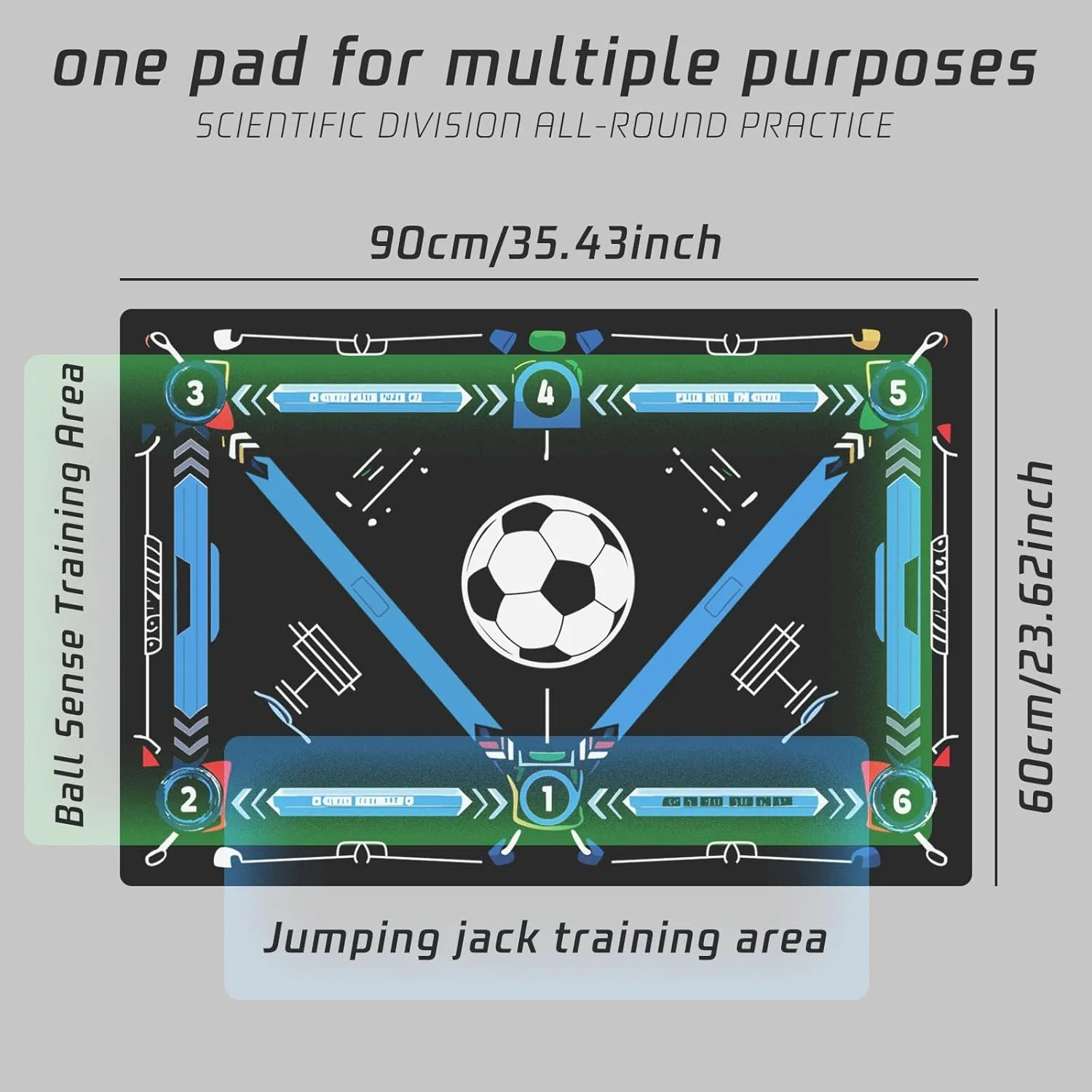 Soccer Training Mat with Silent Shock Absorption and Non-Slip Base for Footwork Training and Ball Mastery(Belt Version)