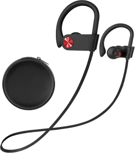 Stiive Bluetooth Headphones, 5.3 Wireless Sports Earbuds IPX7 Waterproof with Mic, Stereo Sweatproof in-Ear Earphones, Noise Cancelling Headsets for Gym Running Workout, 16 Hours Playtime - BlackRed