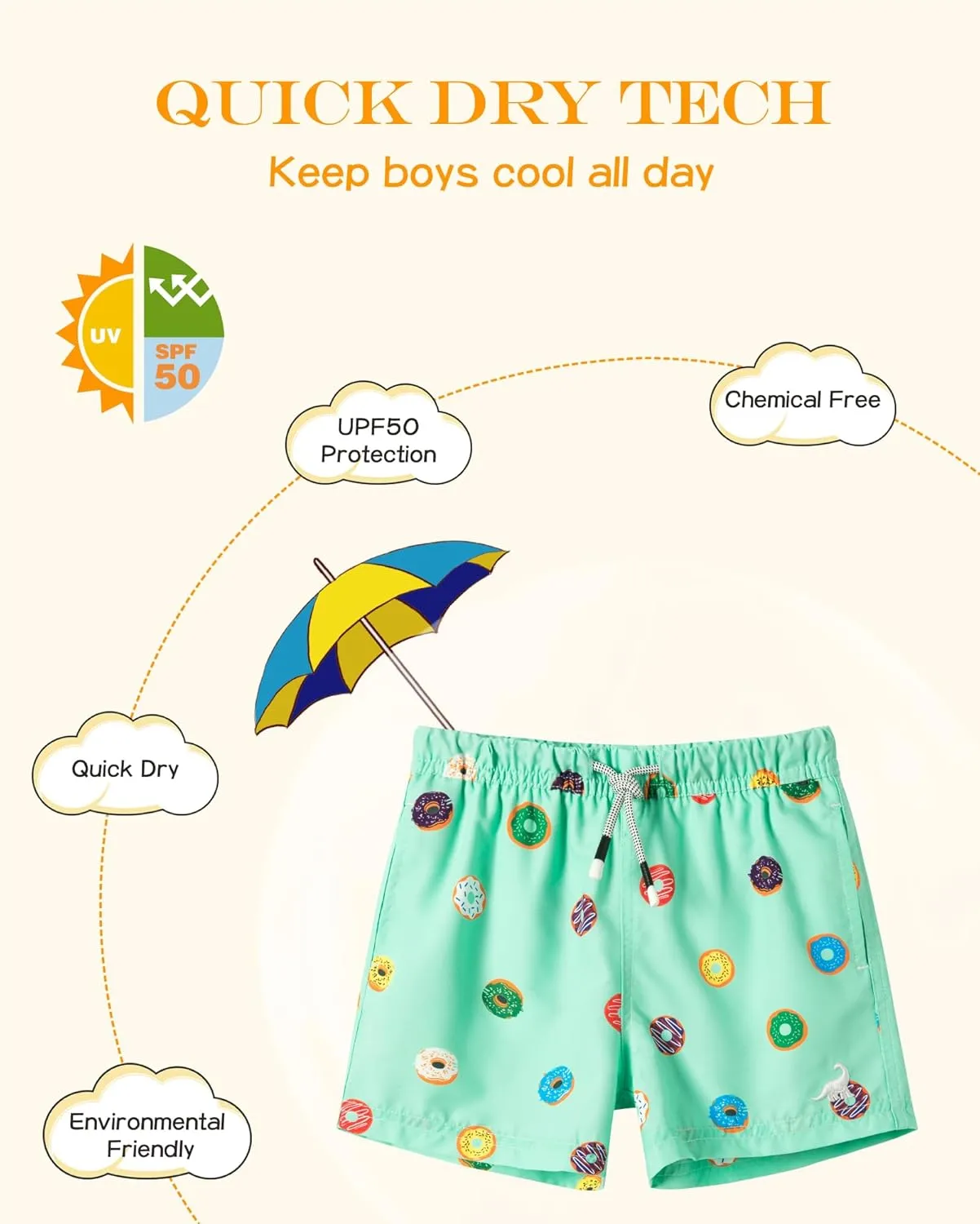 SURF CUZ Surfcuz Little Boys Swim Trunks UPF 50  Toddler Beach Shorts Swimsuit Kids Quick Dry Swimwear