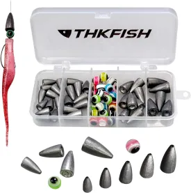 THKFISH Fishing Weights Sinkers Fishing Beads Bullet Sinkers Carolina Rig Texas Rig Kit Fishing Accessories Kit 64pcs/219pcs