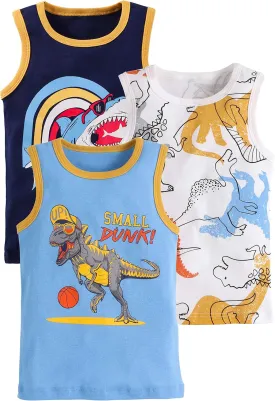 Toddler Baby Boys Tank Soft Cotton Sleeveless Top Undershirts Pack of 3