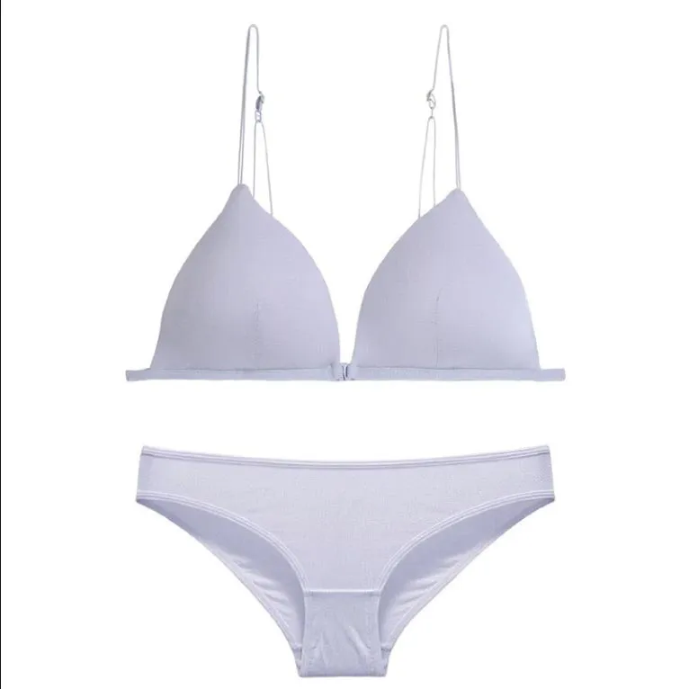 Ultra-thin shoulder straps front buckle triangle cup bra and panty set